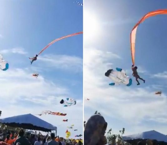 3-year-old girl safe after being lifted by kite in Taiwan (Video) 3-year-old girl safe after being lifted by kite in Taiwan (Video)