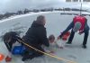 Dramatic rescue of woman and dog who fell through ice (Video)
