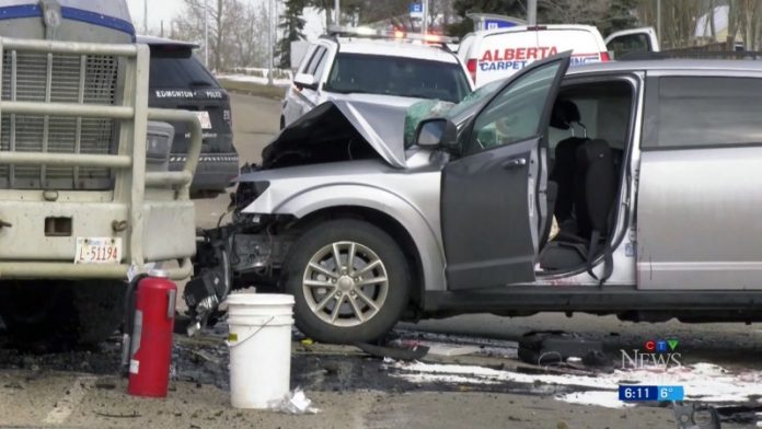 Five injured in 2-vehicle crash in southeast Edmonton